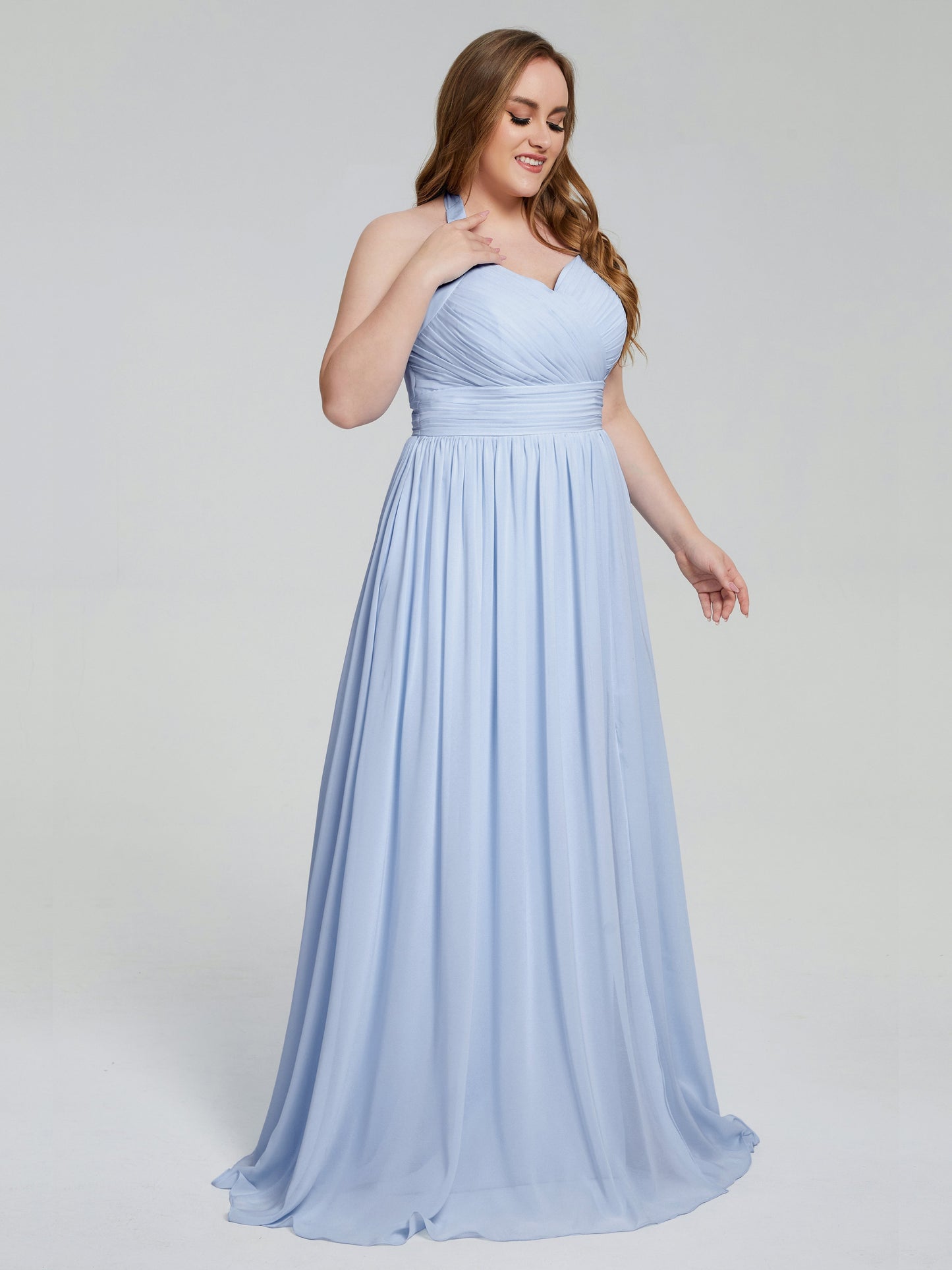 Presley Halter Split Plus Size Long Bridesmaid Dresses
