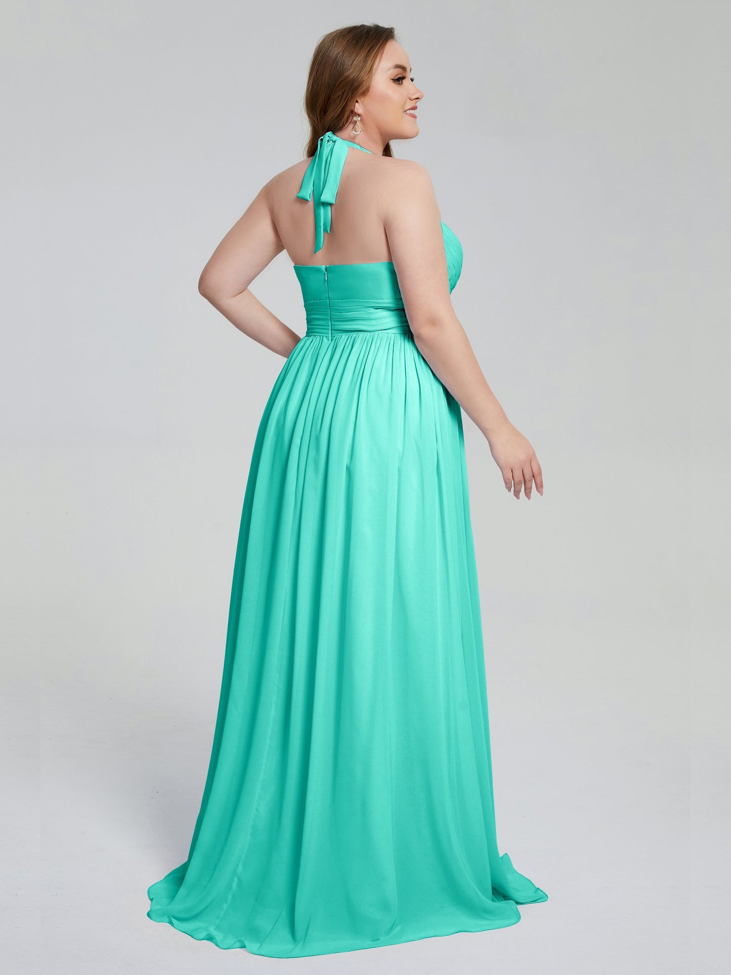 Presley Halter Split Plus Size Long Bridesmaid Dresses