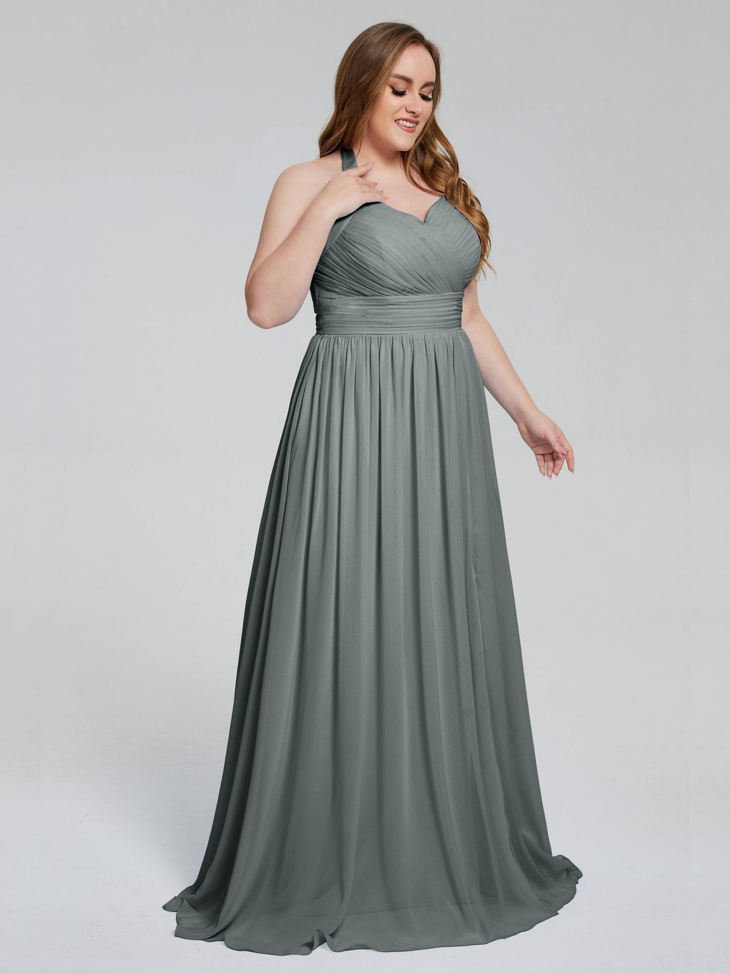 Presley Halter Split Plus Size Long Bridesmaid Dresses