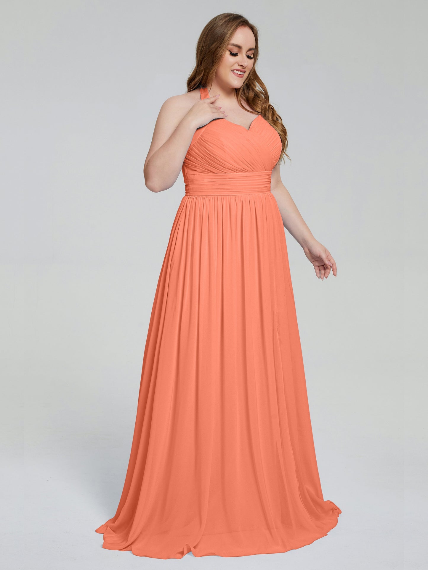 Presley Halter Split Plus Size Long Bridesmaid Dresses