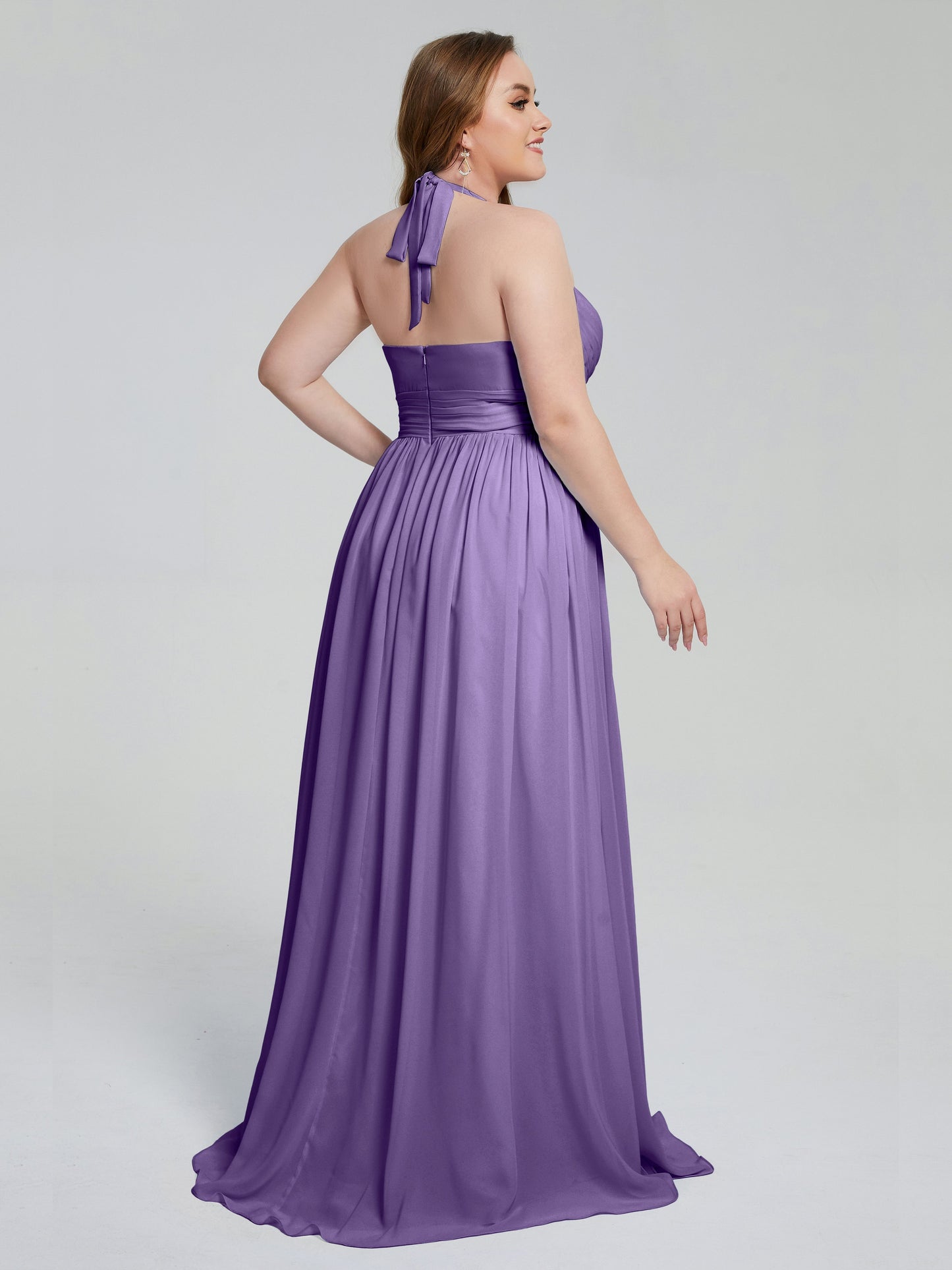Presley Halter Split Plus Size Long Bridesmaid Dresses