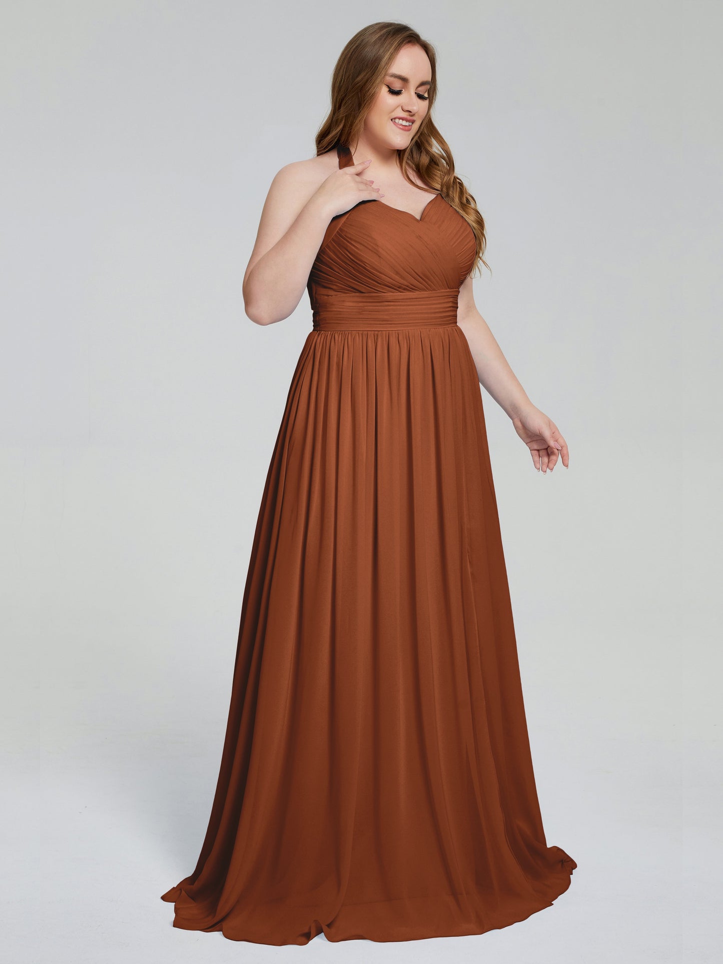 Presley Halter Split Plus Size Long Bridesmaid Dresses