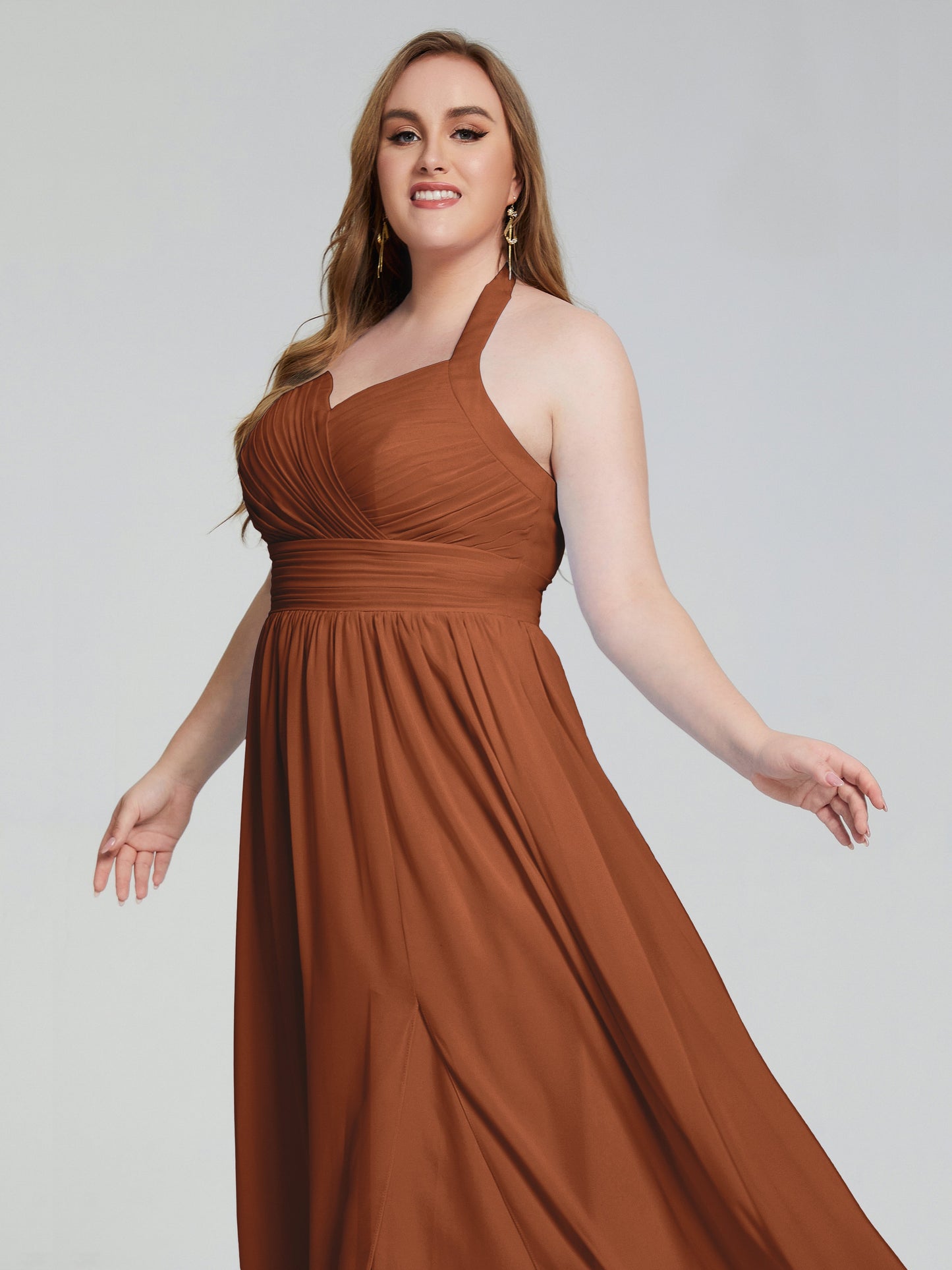 Presley Halter Split Plus Size Long Bridesmaid Dresses