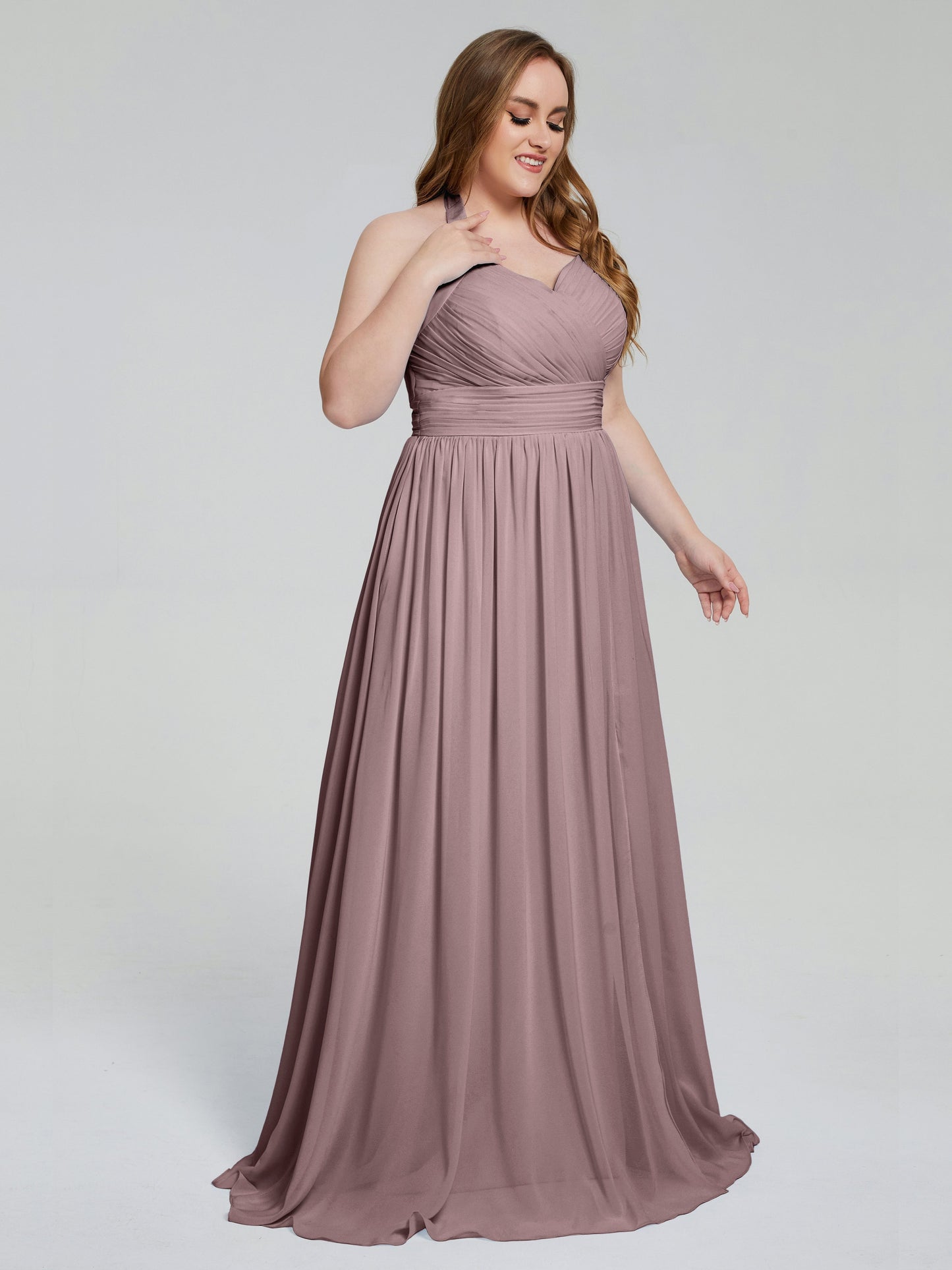 Presley Halter Split Plus Size Long Bridesmaid Dresses