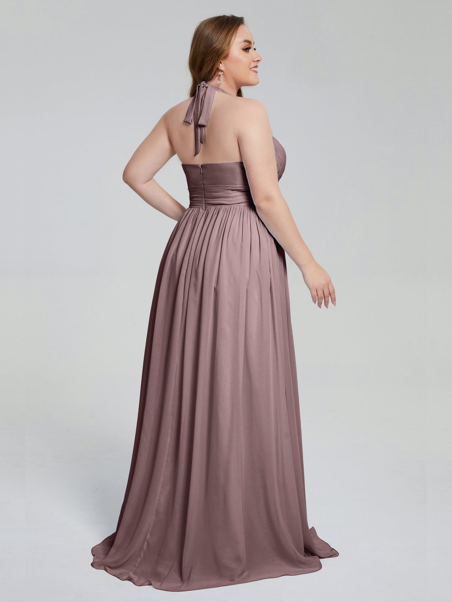 Presley Halter Split Plus Size Long Bridesmaid Dresses
