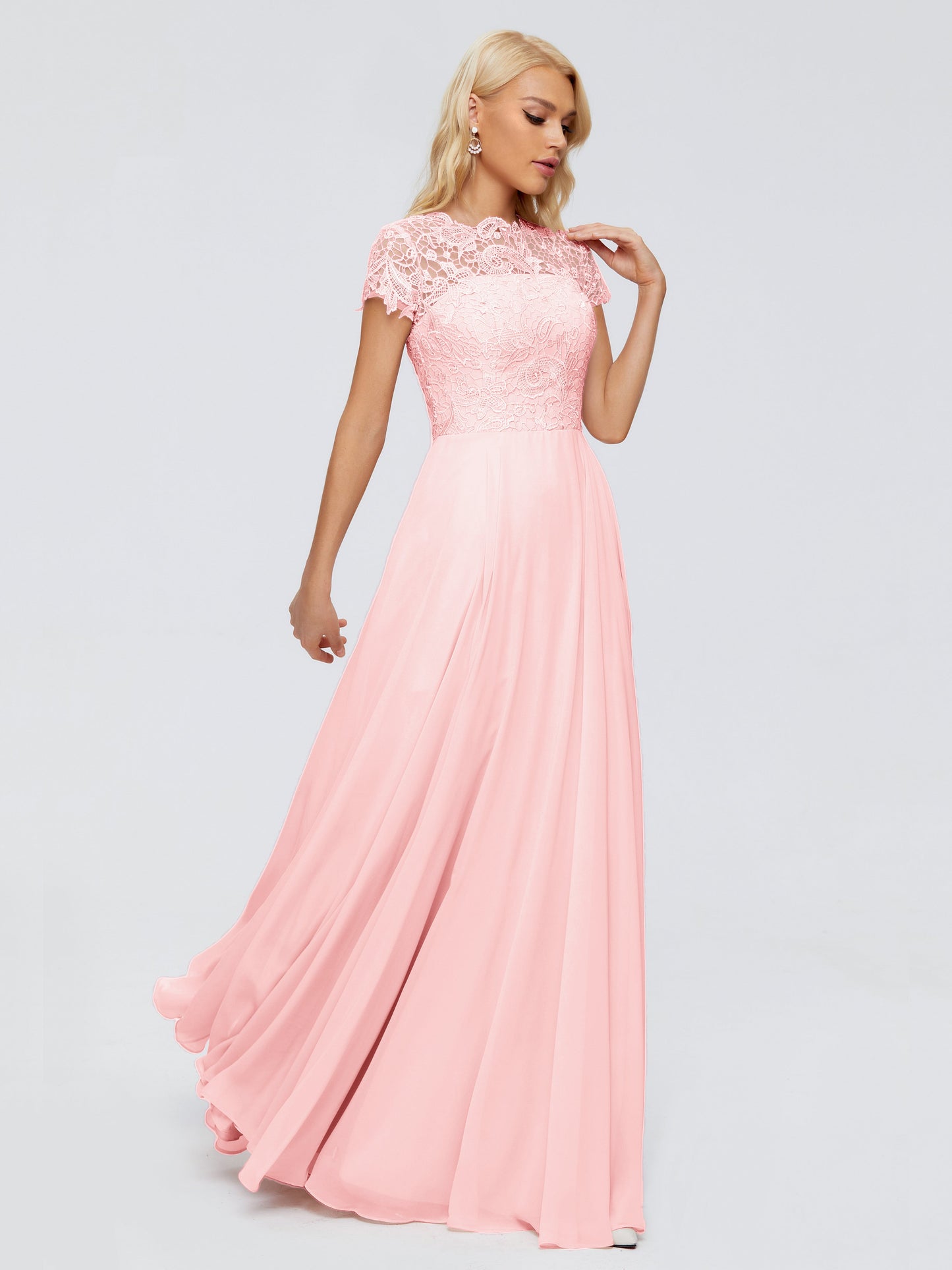 Cicinia Rose A-Line Cap Sleeves Lace Bridesmaid Dresses With Pockets