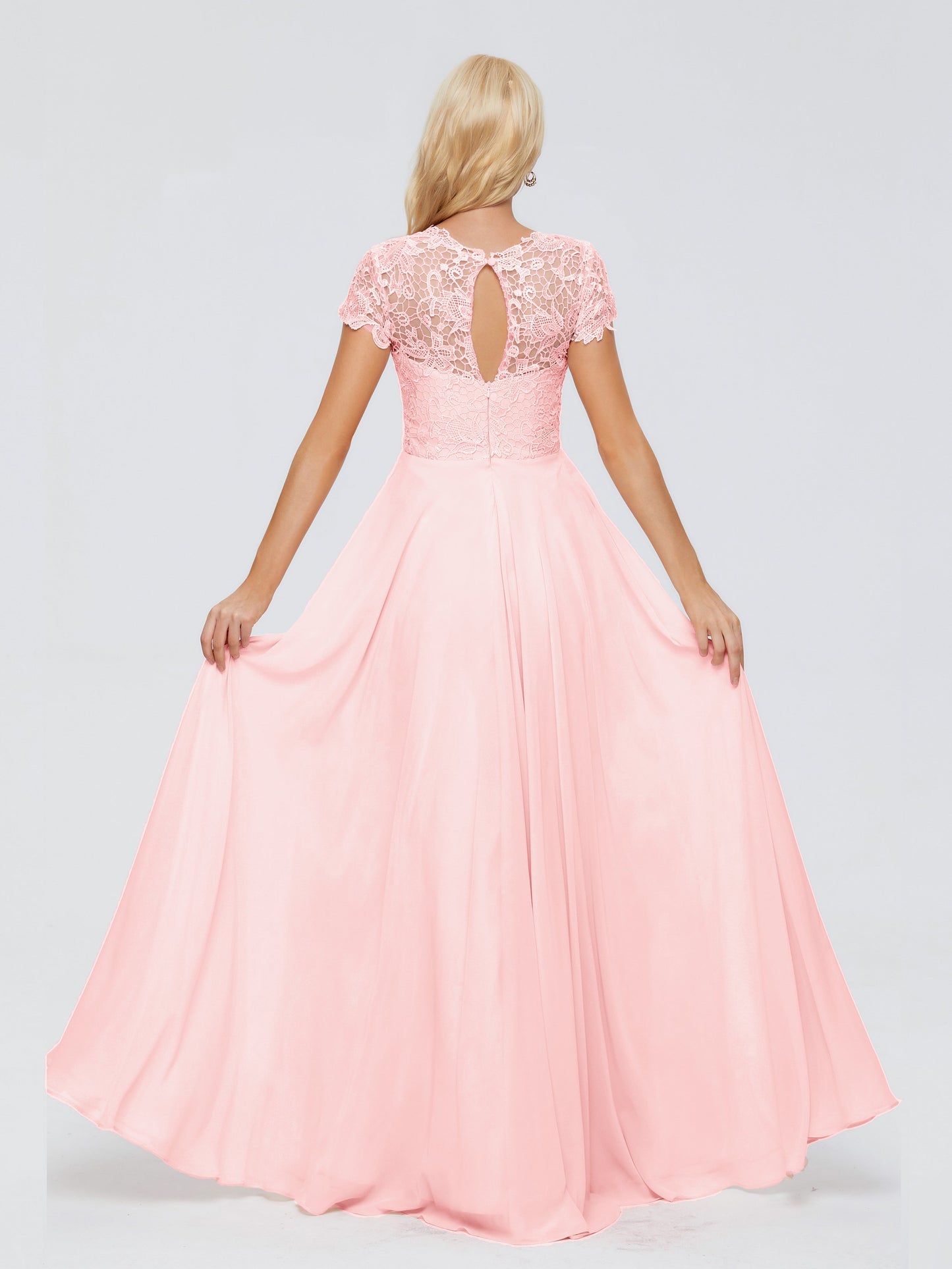 Cicinia Rose A-Line Cap Sleeves Lace Bridesmaid Dresses With Pockets