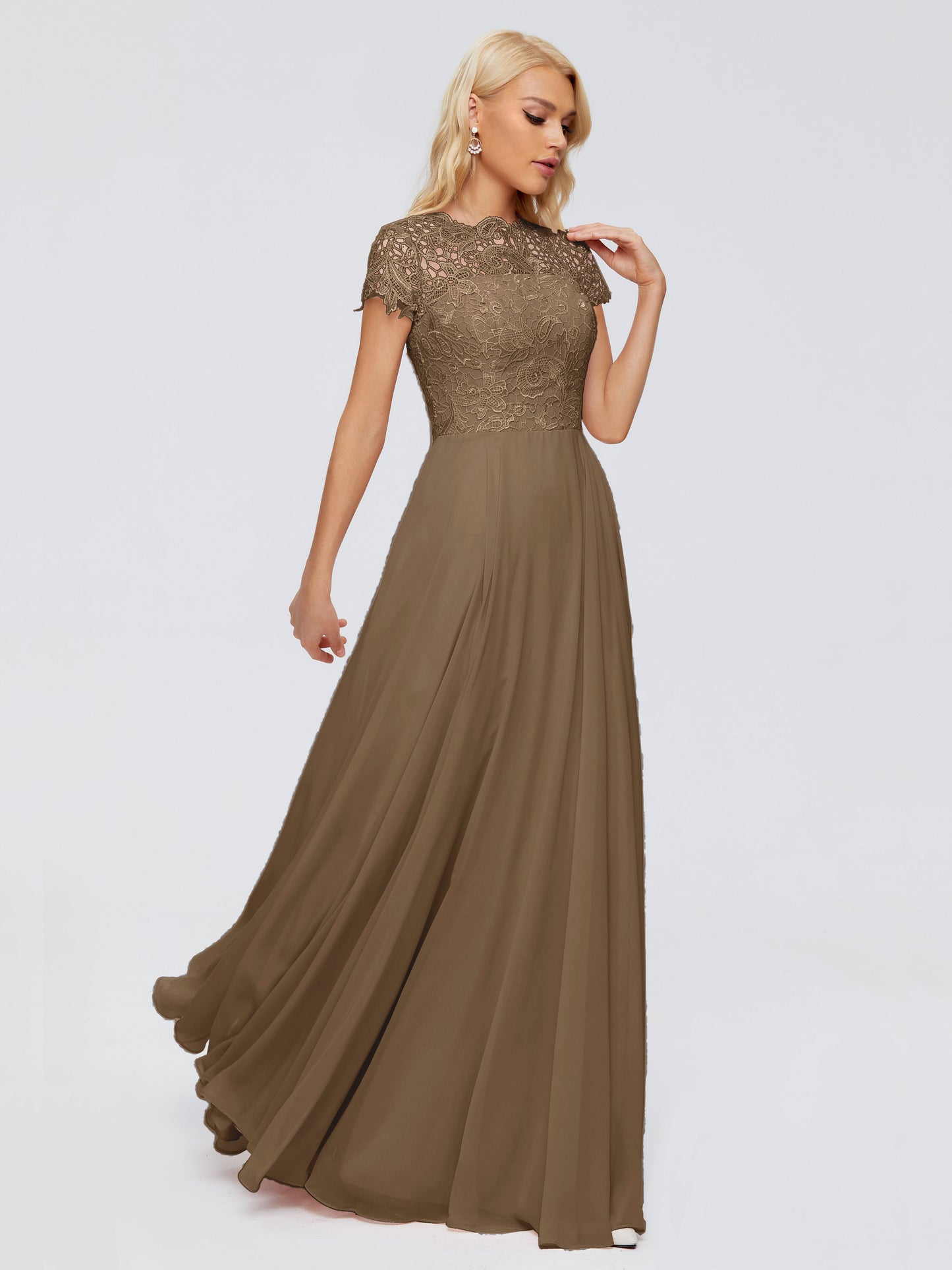 Cicinia Rose A-Line Cap Sleeves Lace Bridesmaid Dresses With Pockets