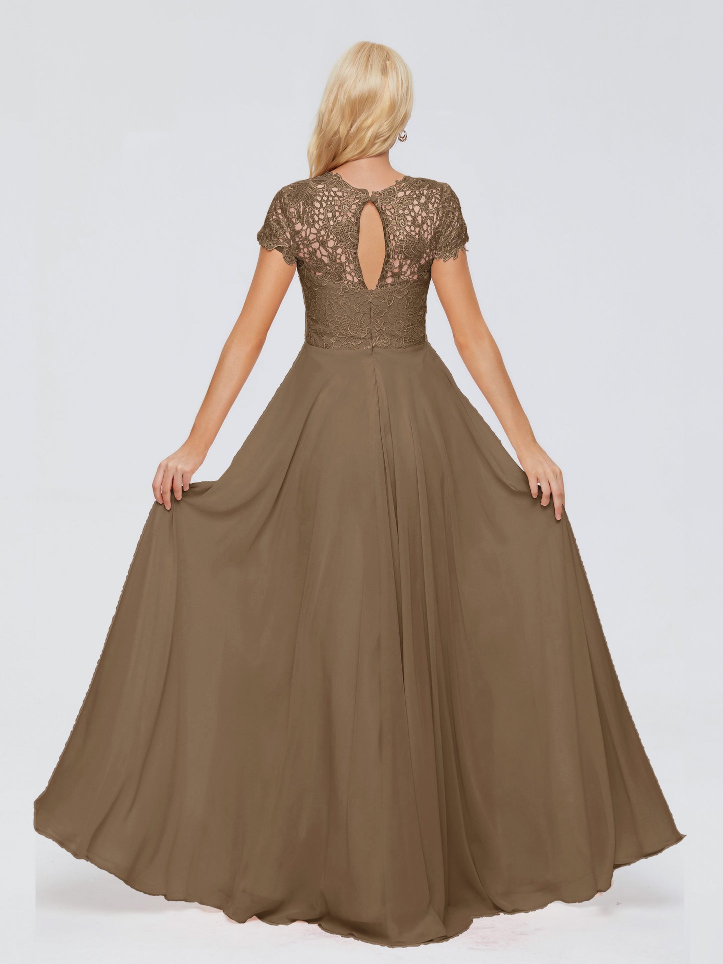 Cicinia Rose A-Line Cap Sleeves Lace Bridesmaid Dresses With Pockets