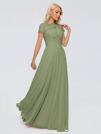 Cicinia Rose A-Line Cap Sleeves Lace Bridesmaid Dresses With Pockets
