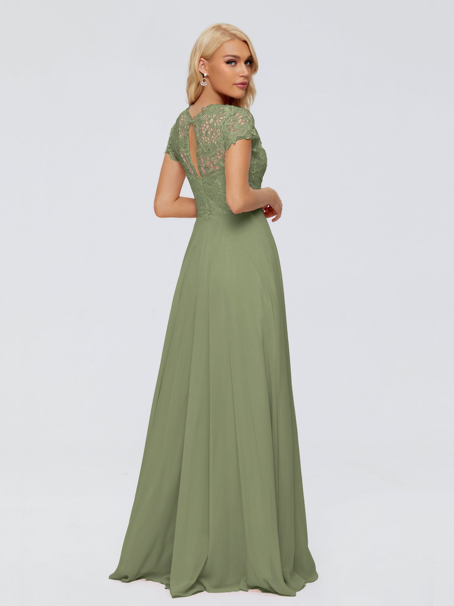 Cicinia Rose A-Line Cap Sleeves Lace Bridesmaid Dresses With Pockets