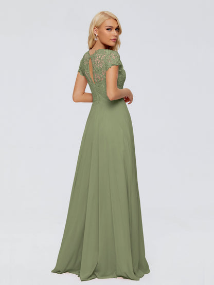 Cicinia Rose A-Line Cap Sleeves Lace Bridesmaid Dresses With Pockets