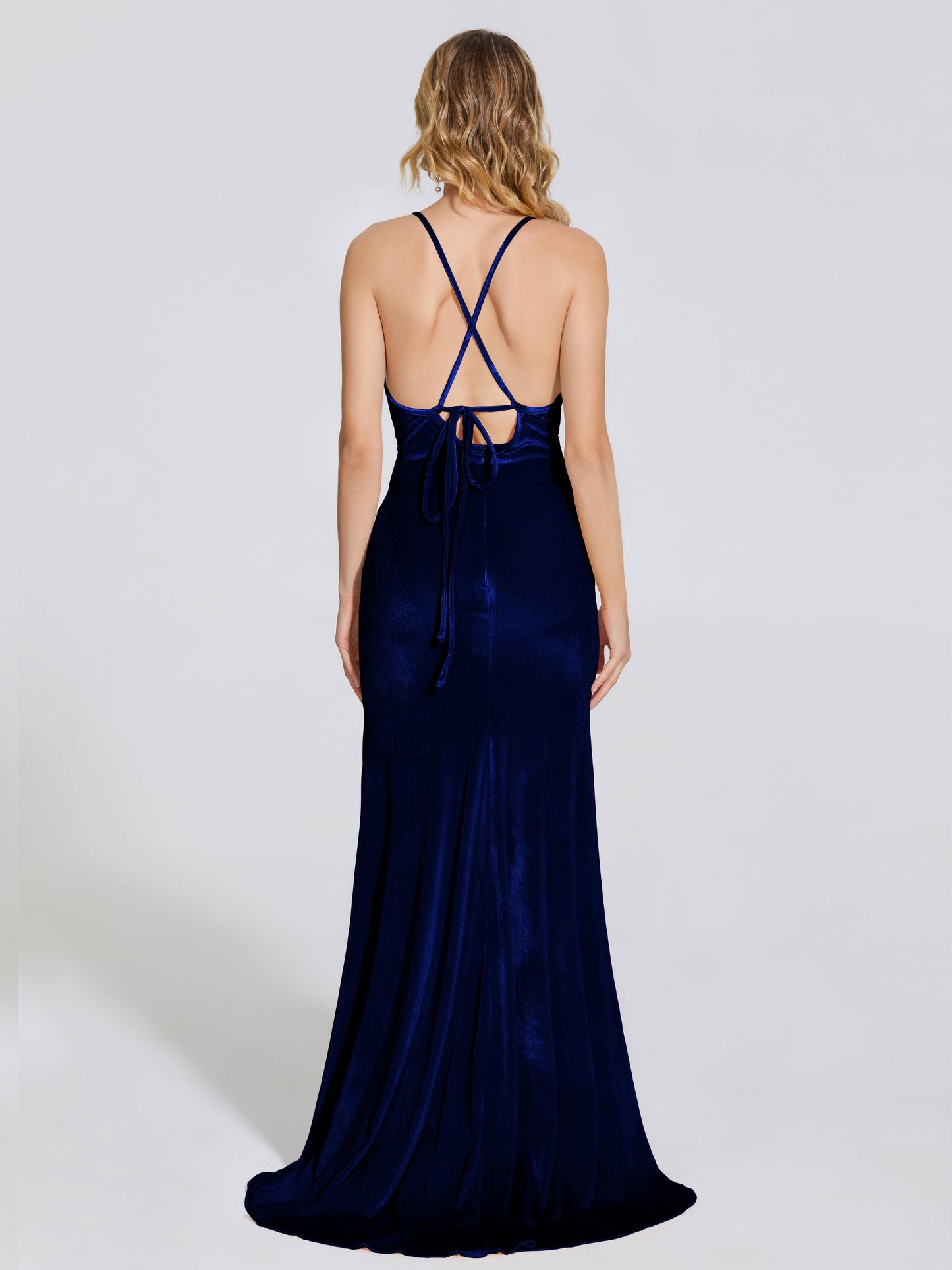 Sloane Spaghetti Straps Velvet Trumpet Bridesmaid Dress