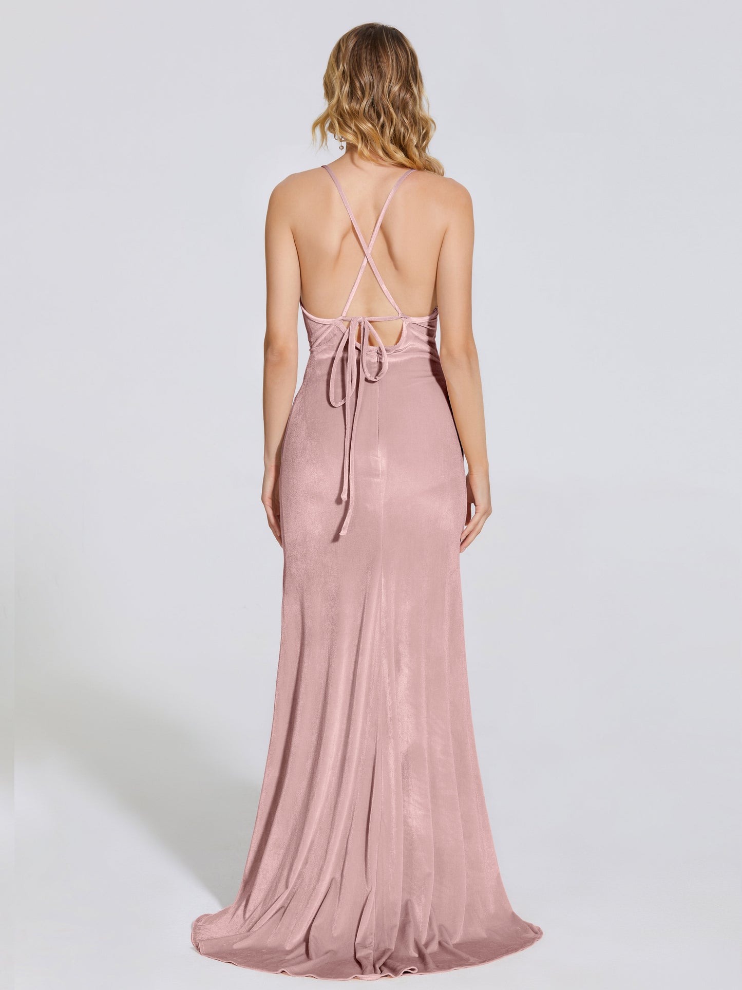 Sloane Spaghetti Straps Velvet Trumpet Bridesmaid Dress
