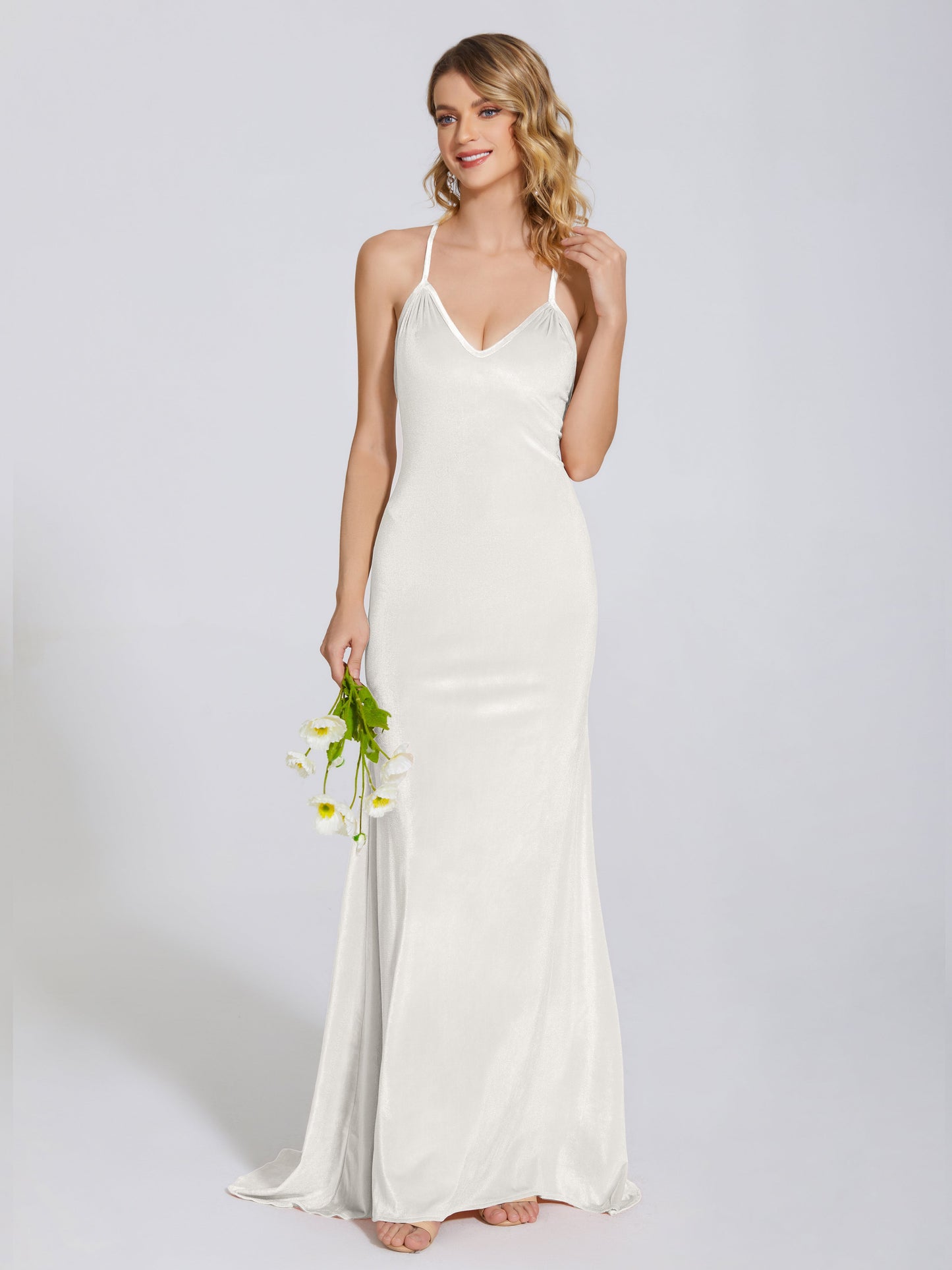 Sloane Spaghetti Straps Velvet Trumpet Bridesmaid Dress