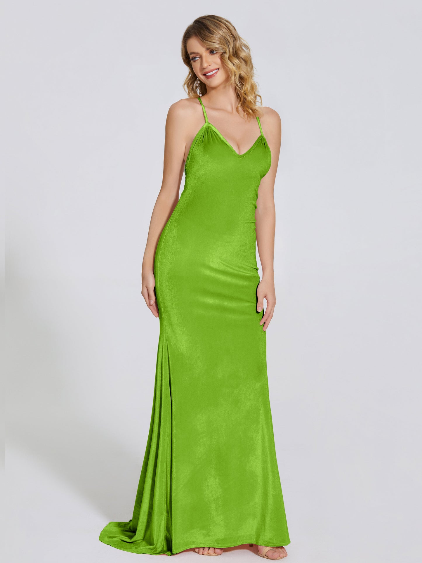 Sloane Spaghetti Straps Velvet Trumpet Bridesmaid Dress