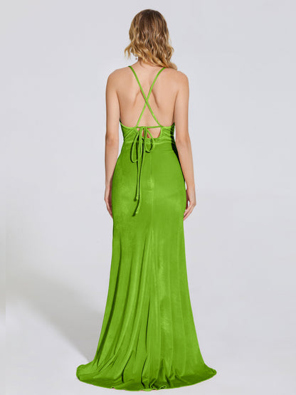 Sloane Spaghetti Straps Velvet Trumpet Bridesmaid Dress