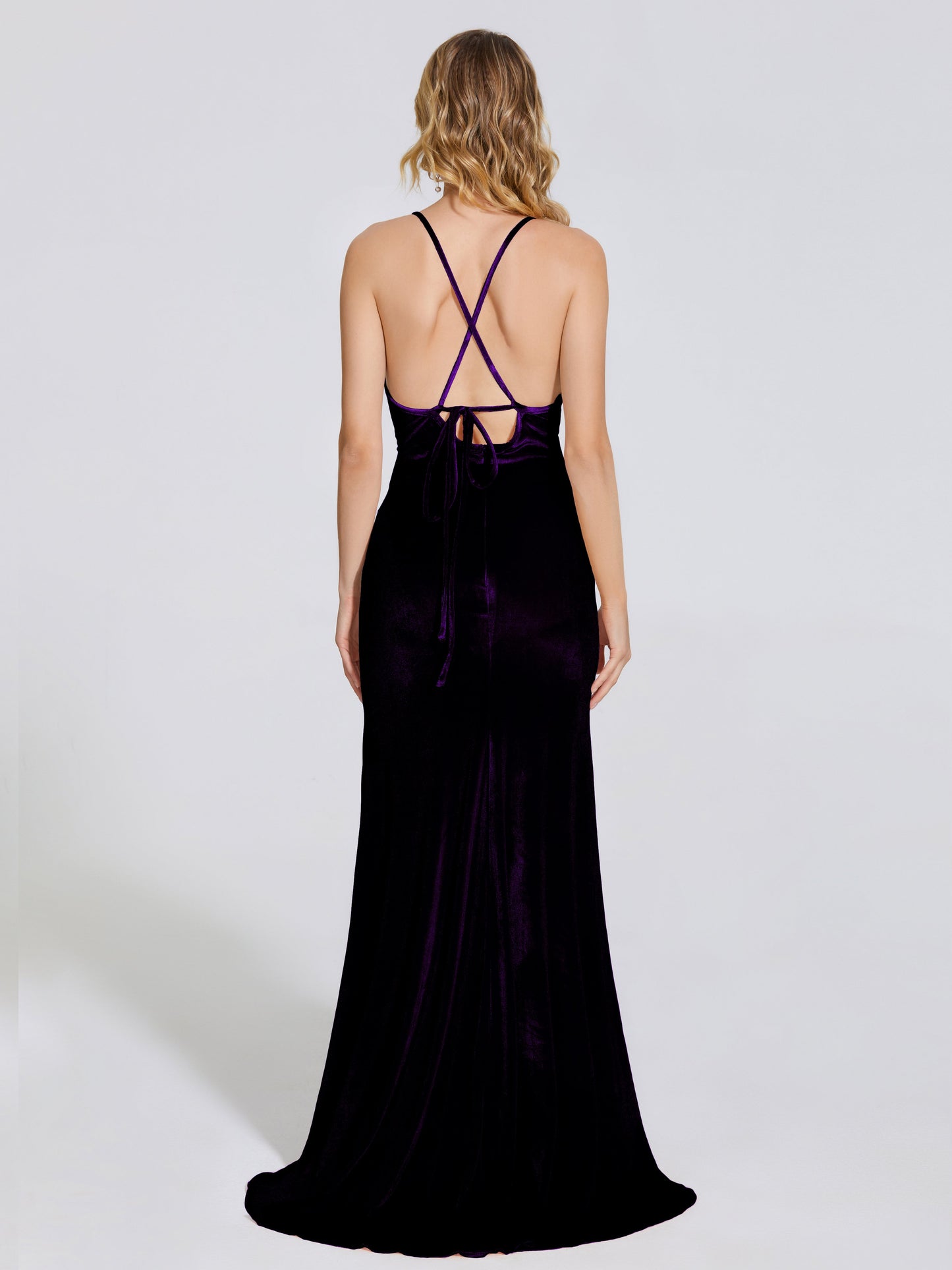 Sloane Spaghetti Straps Velvet Trumpet Bridesmaid Dress