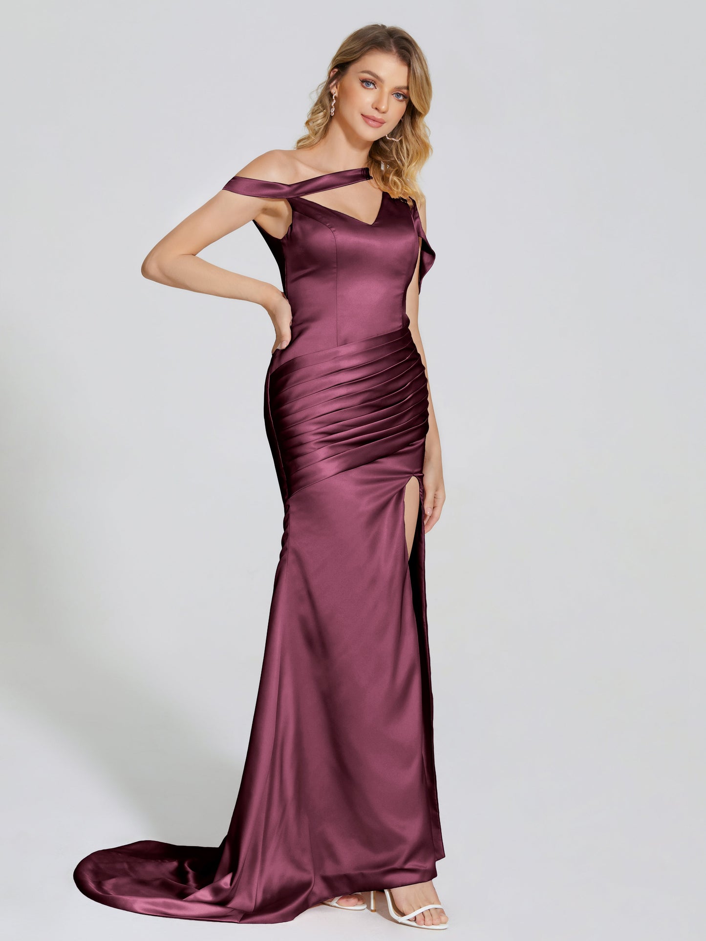 Rosalie Straps Side Slit Soft Satin Bridesmaid Dress