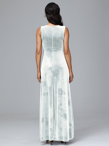 Straps V Neck Bridesmaid Dress With Slit