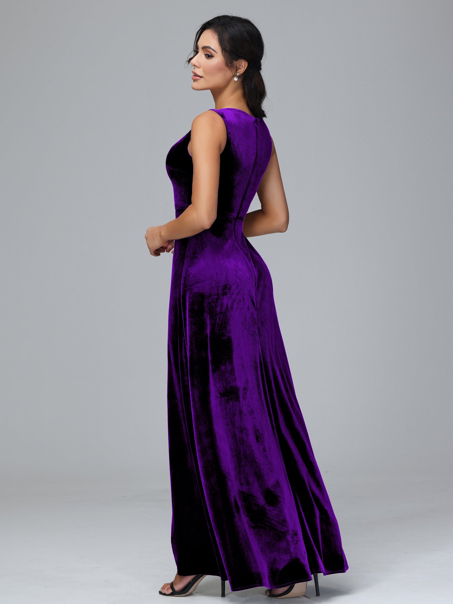 Straps V Neck Bridesmaid Dress With Slit