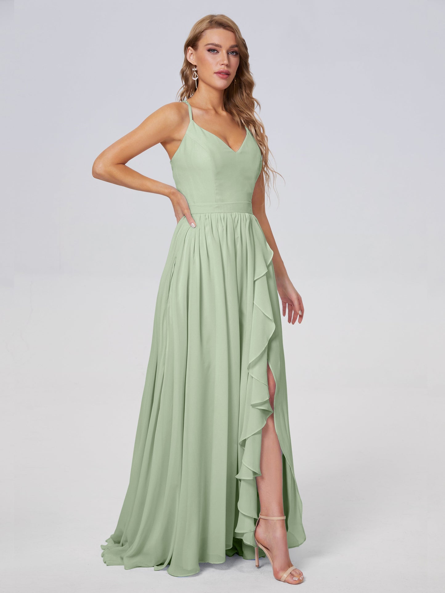 Teagan Elegant Straps Chiffon Long Bridesmaid Dresses