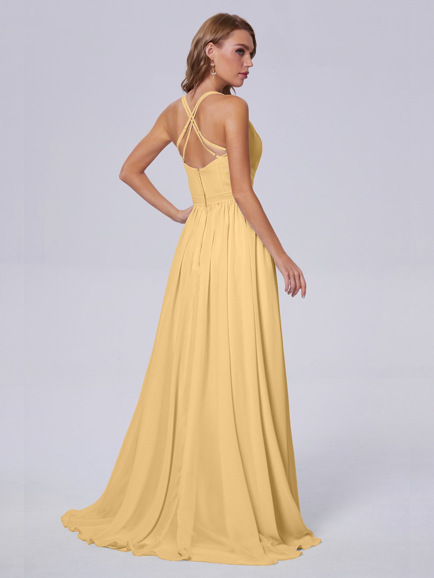 Teagan Elegant Straps Chiffon Long Bridesmaid Dresses