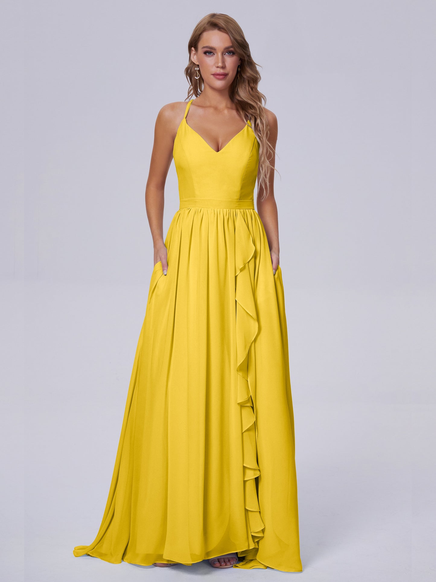 Teagan Elegant Straps Chiffon Long Bridesmaid Dresses