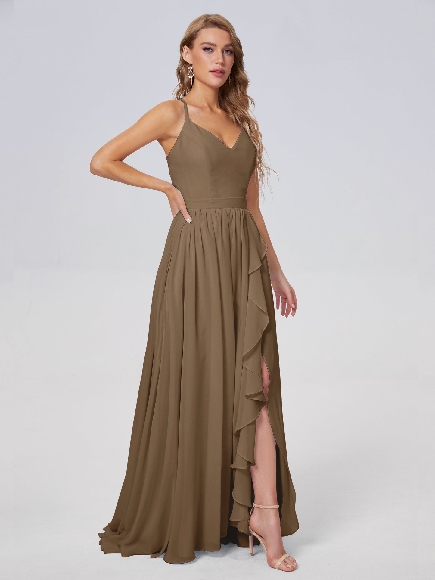 Teagan Elegant Straps Chiffon Long Bridesmaid Dresses