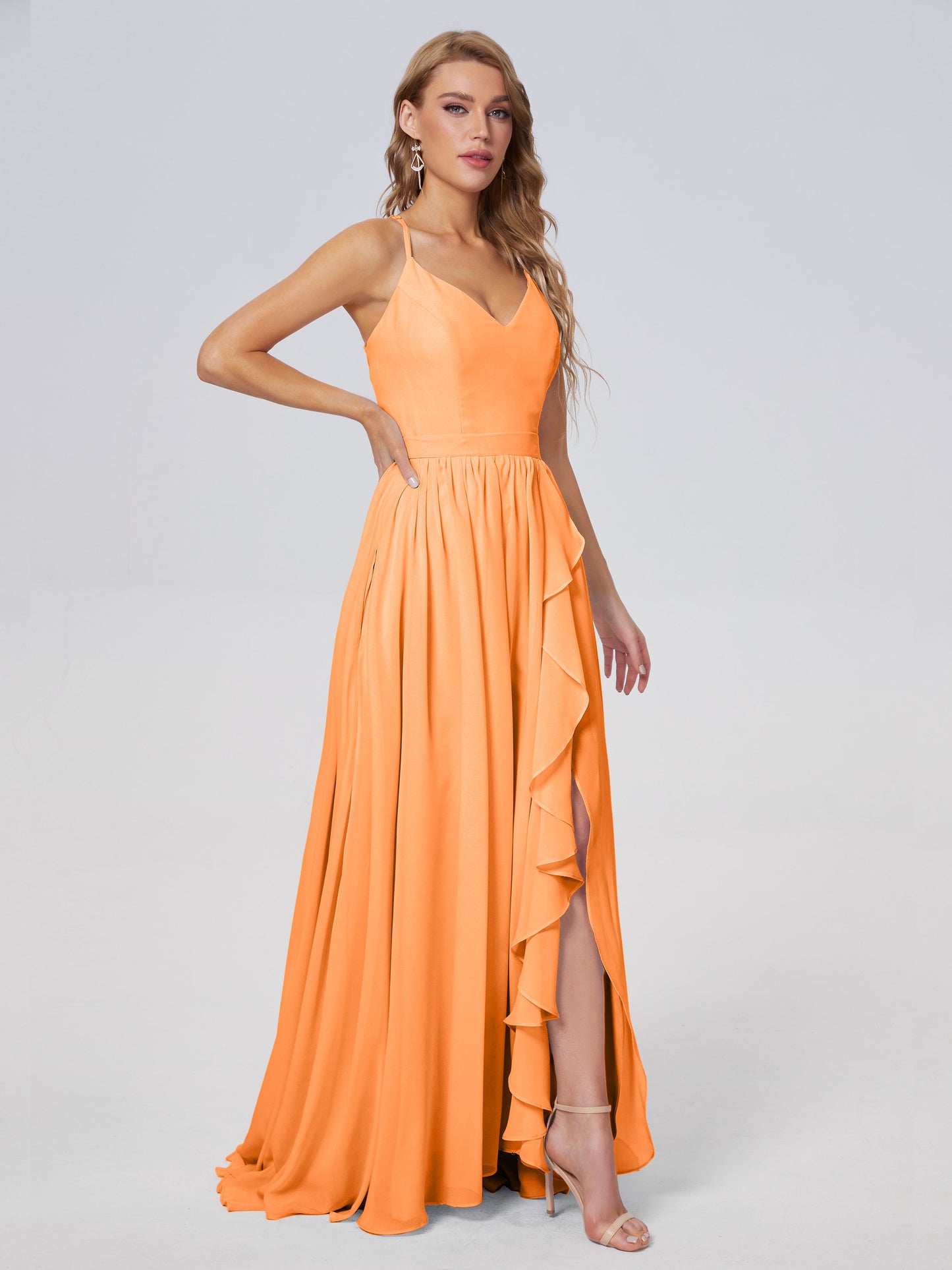 Teagan Elegant Straps Chiffon Long Bridesmaid Dresses