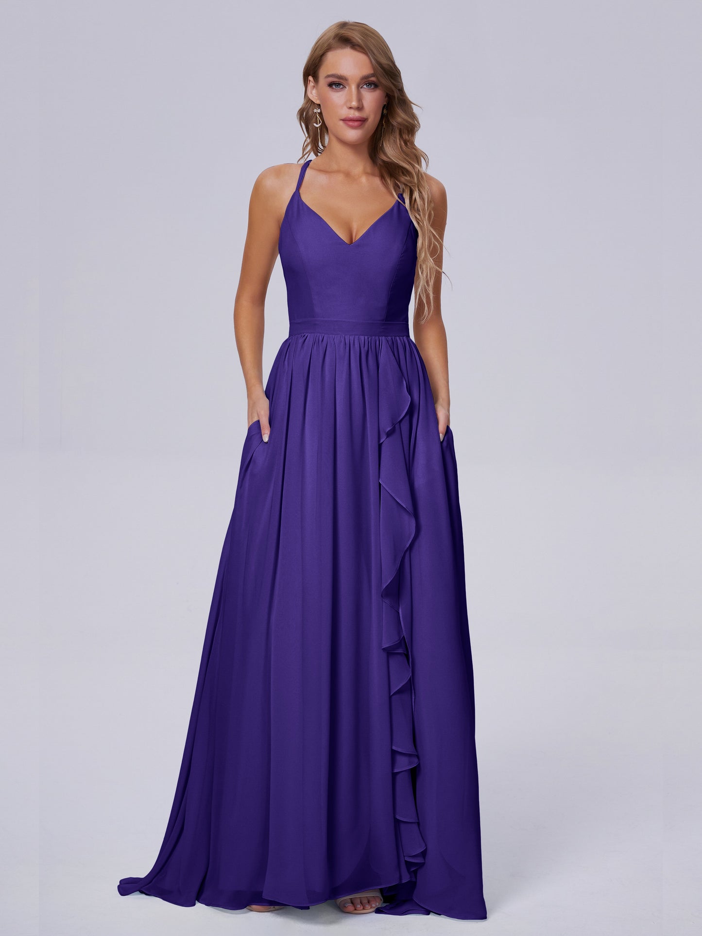 Teagan Elegant Straps Chiffon Long Bridesmaid Dresses