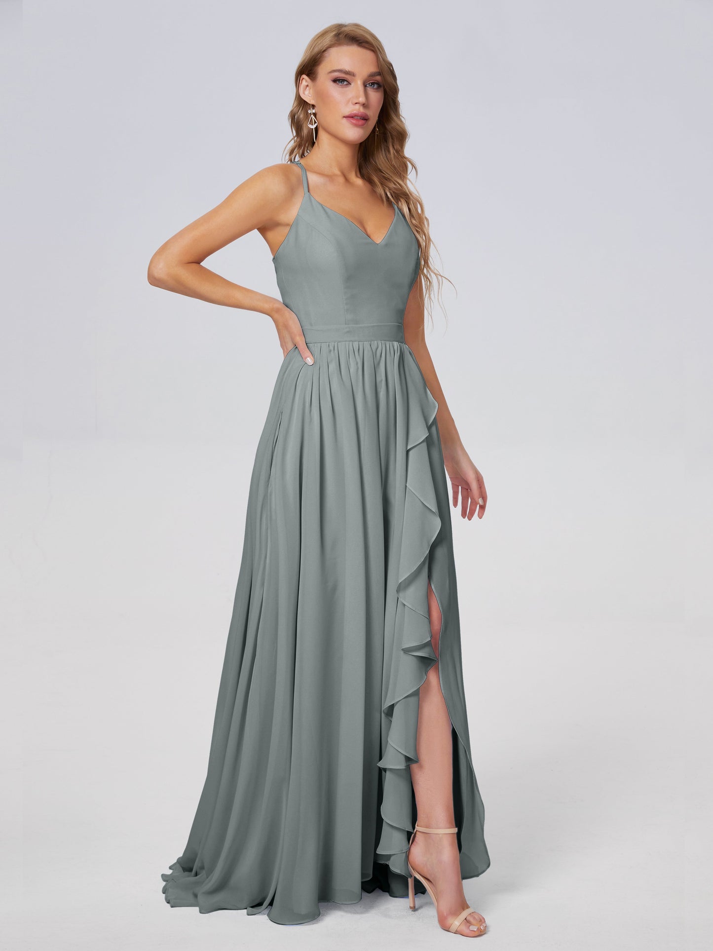 Teagan Elegant Straps Chiffon Long Bridesmaid Dresses