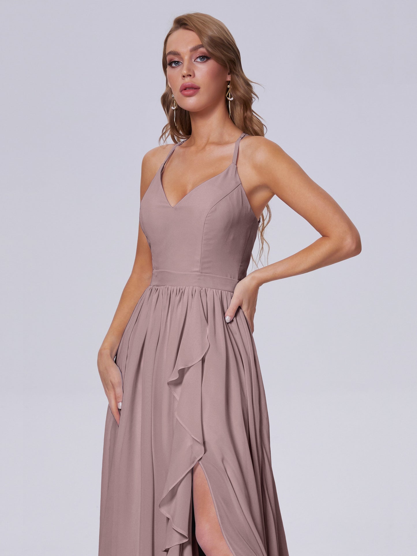 Teagan Elegant Straps Chiffon Long Bridesmaid Dresses