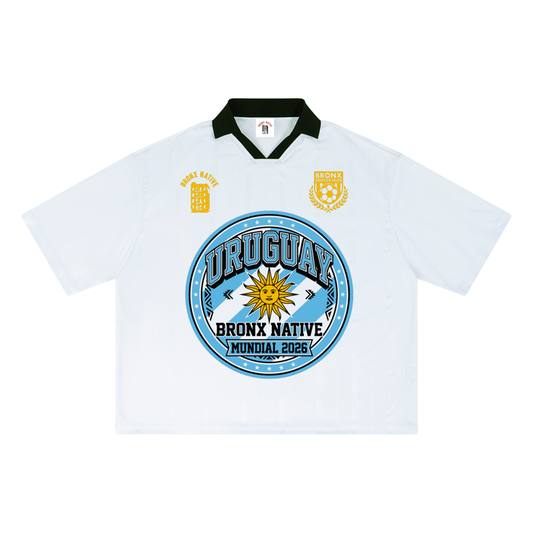Uruguay x Bronx Native Unisex Striped Boxy Soccer Jersey product image 1 of 2 by Bronx Native