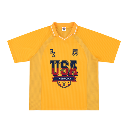 USA x Bronx Native Striped V-Neck Soccer Jersey product image 1 of 2 by Bronx Native