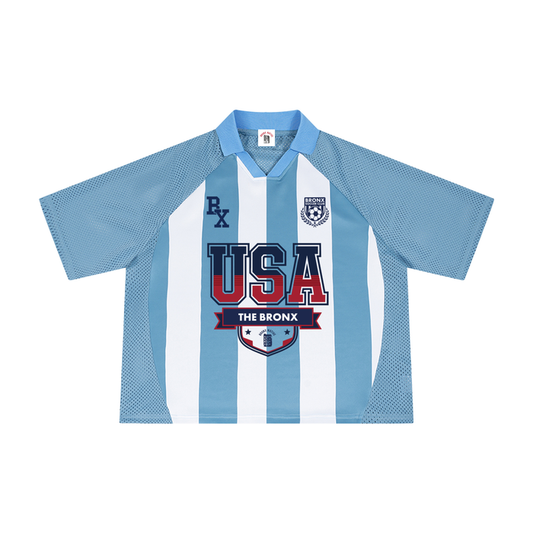 USA x Bronx Native Unisex Striped Mesh Boxy Soccer Jersey product image 1 of 2 by Bronx Native