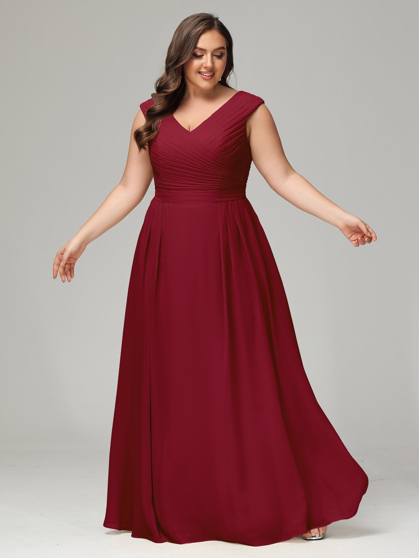 V-back Chiffon Bridesmaid Dress Plus Size