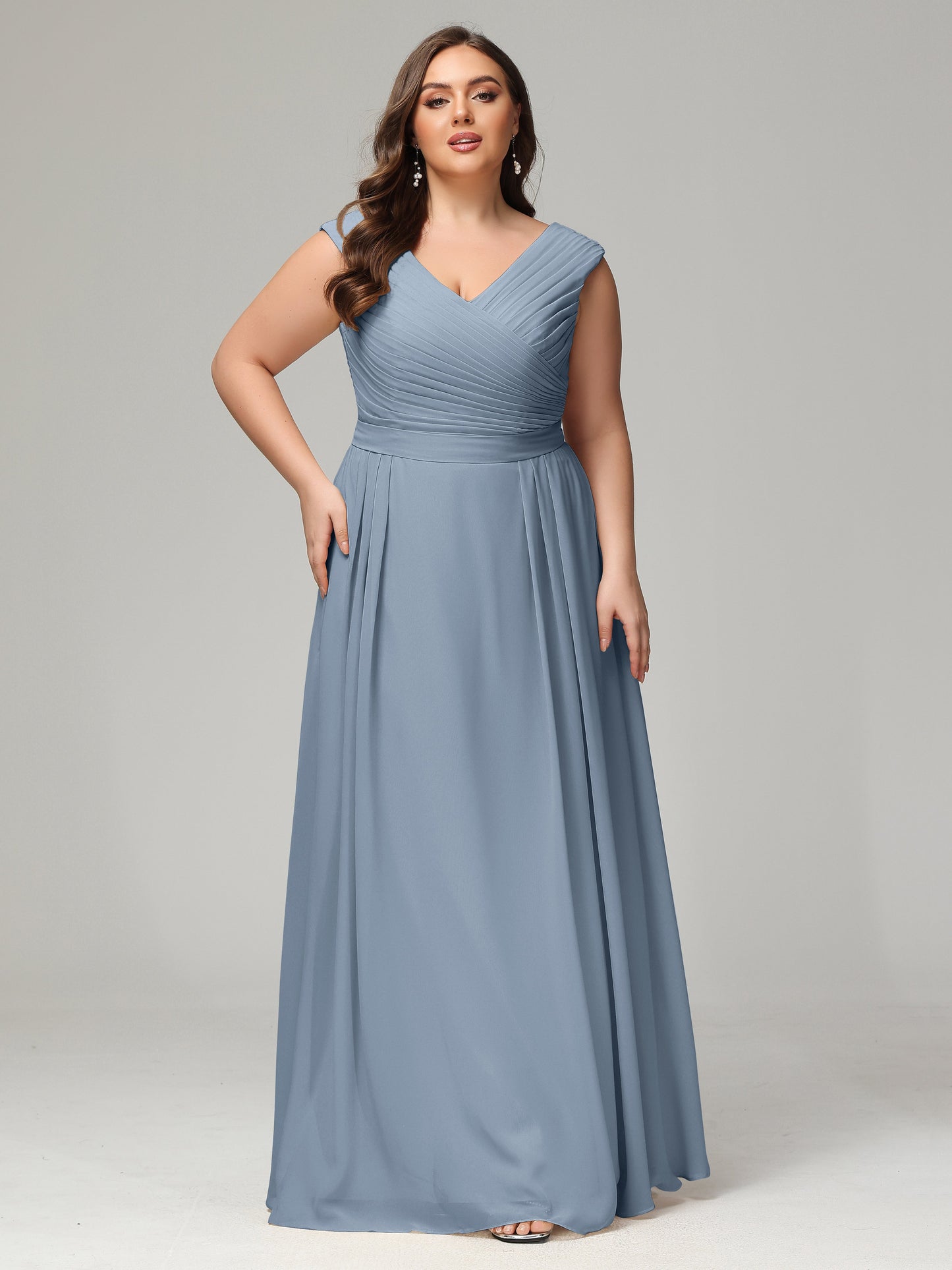 V-back Chiffon Bridesmaid Dress Plus Size