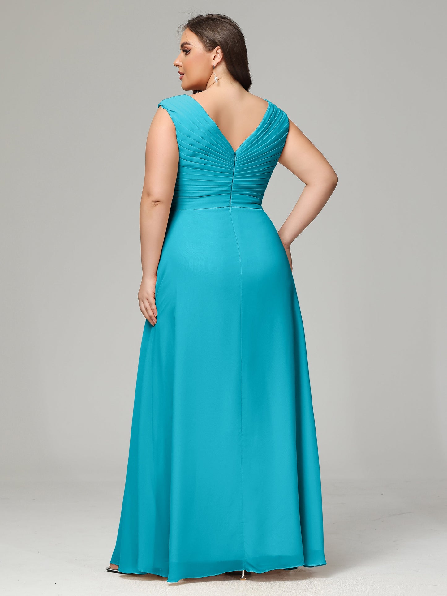V-back Chiffon Bridesmaid Dress Plus Size