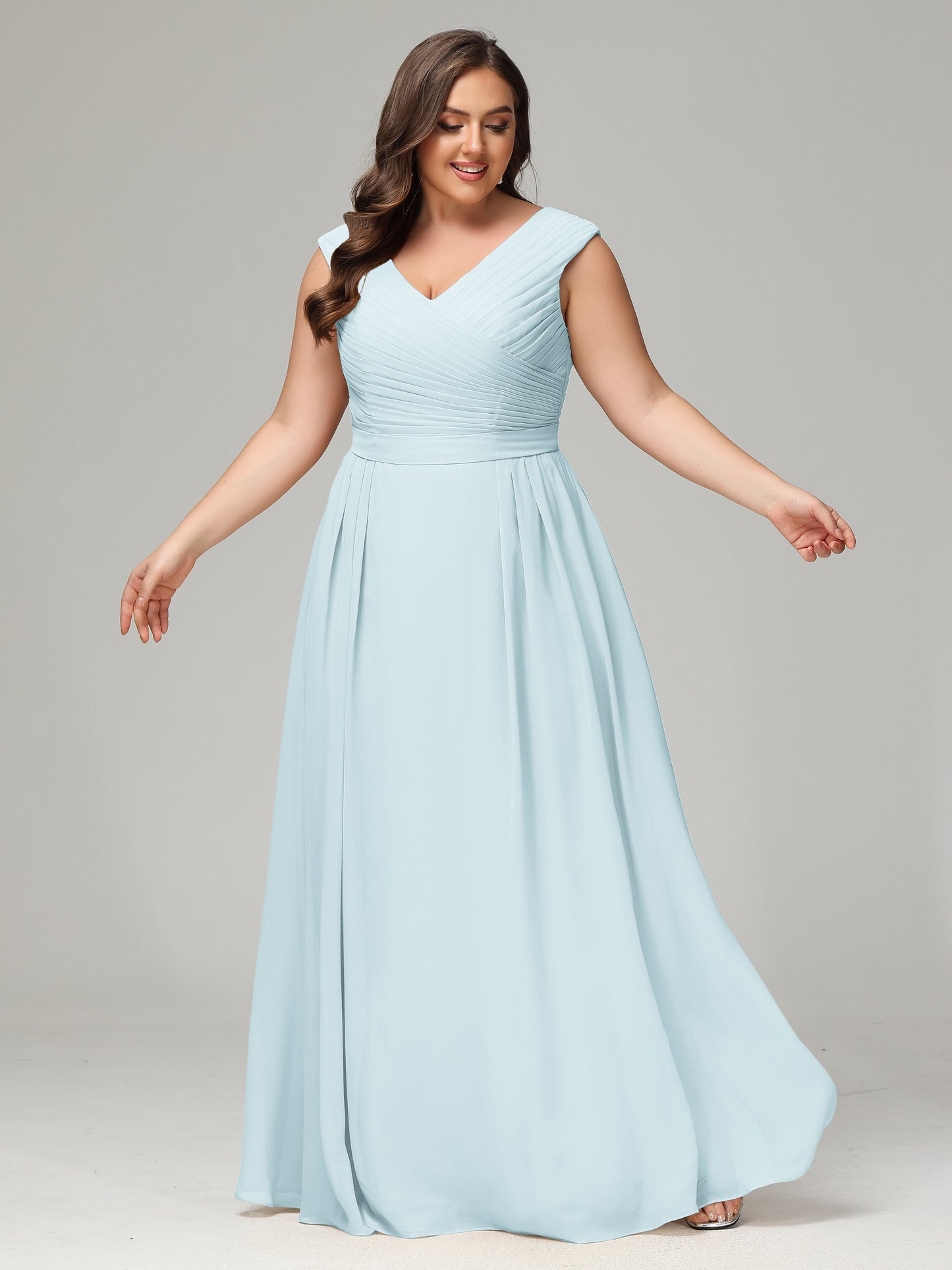 V-back Chiffon Bridesmaid Dress Plus Size