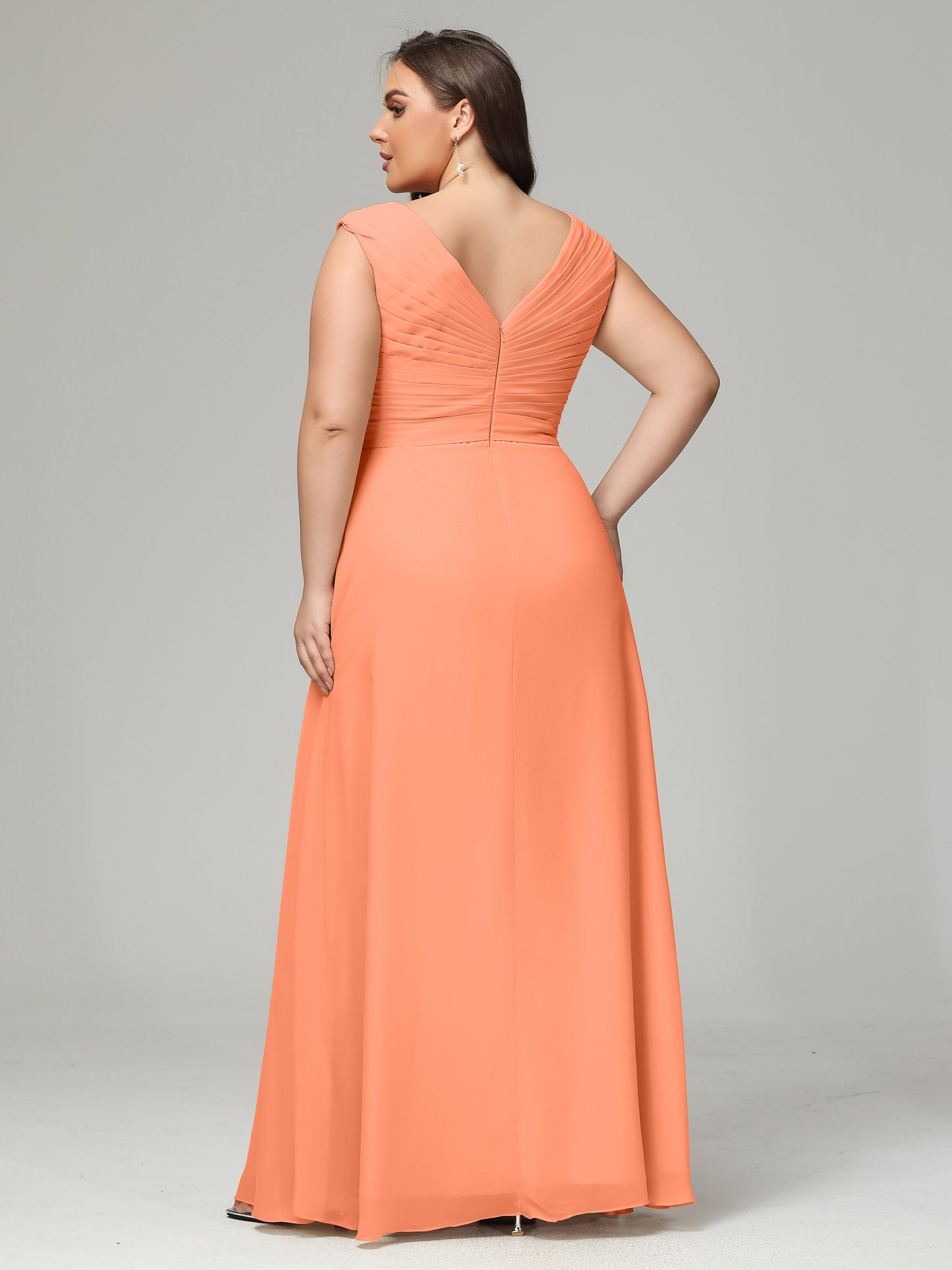 V-back Chiffon Bridesmaid Dress Plus Size