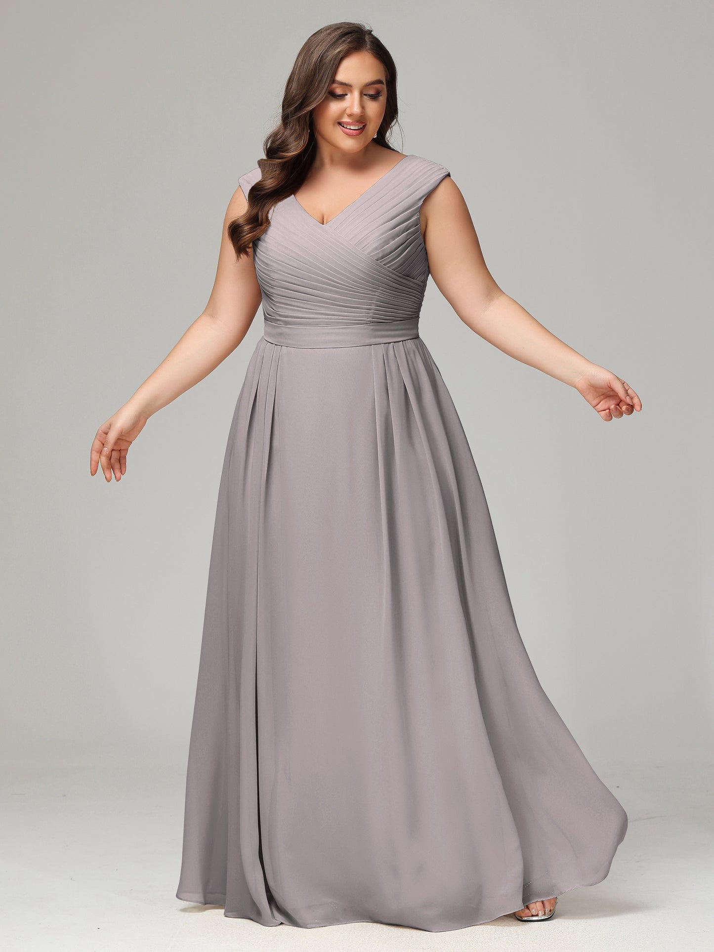 V-back Chiffon Bridesmaid Dress Plus Size