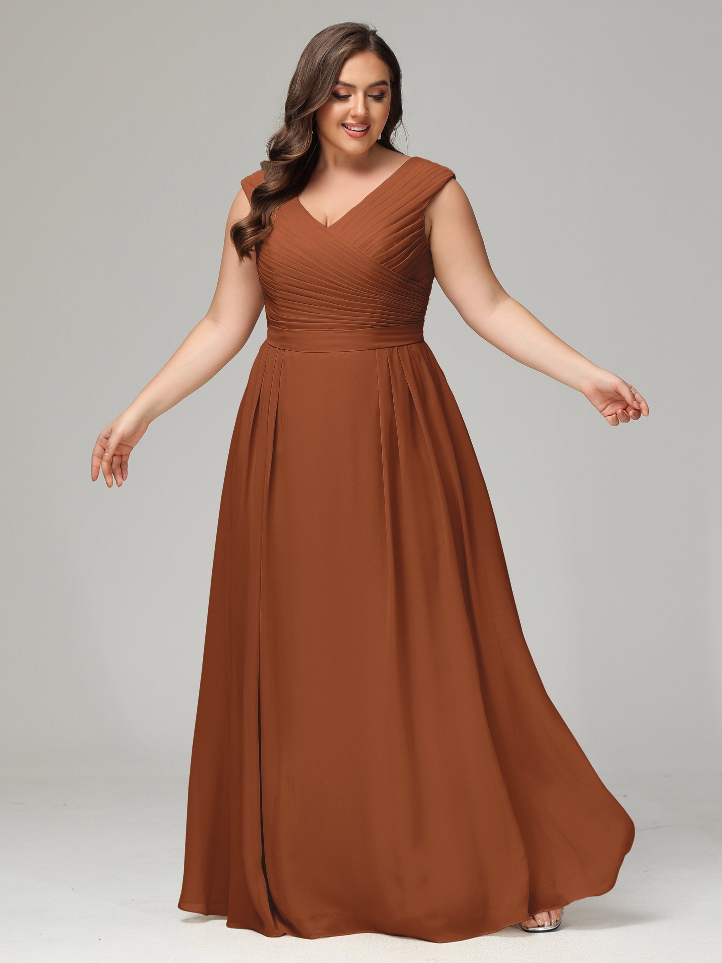 V-back Chiffon Bridesmaid Dress Plus Size