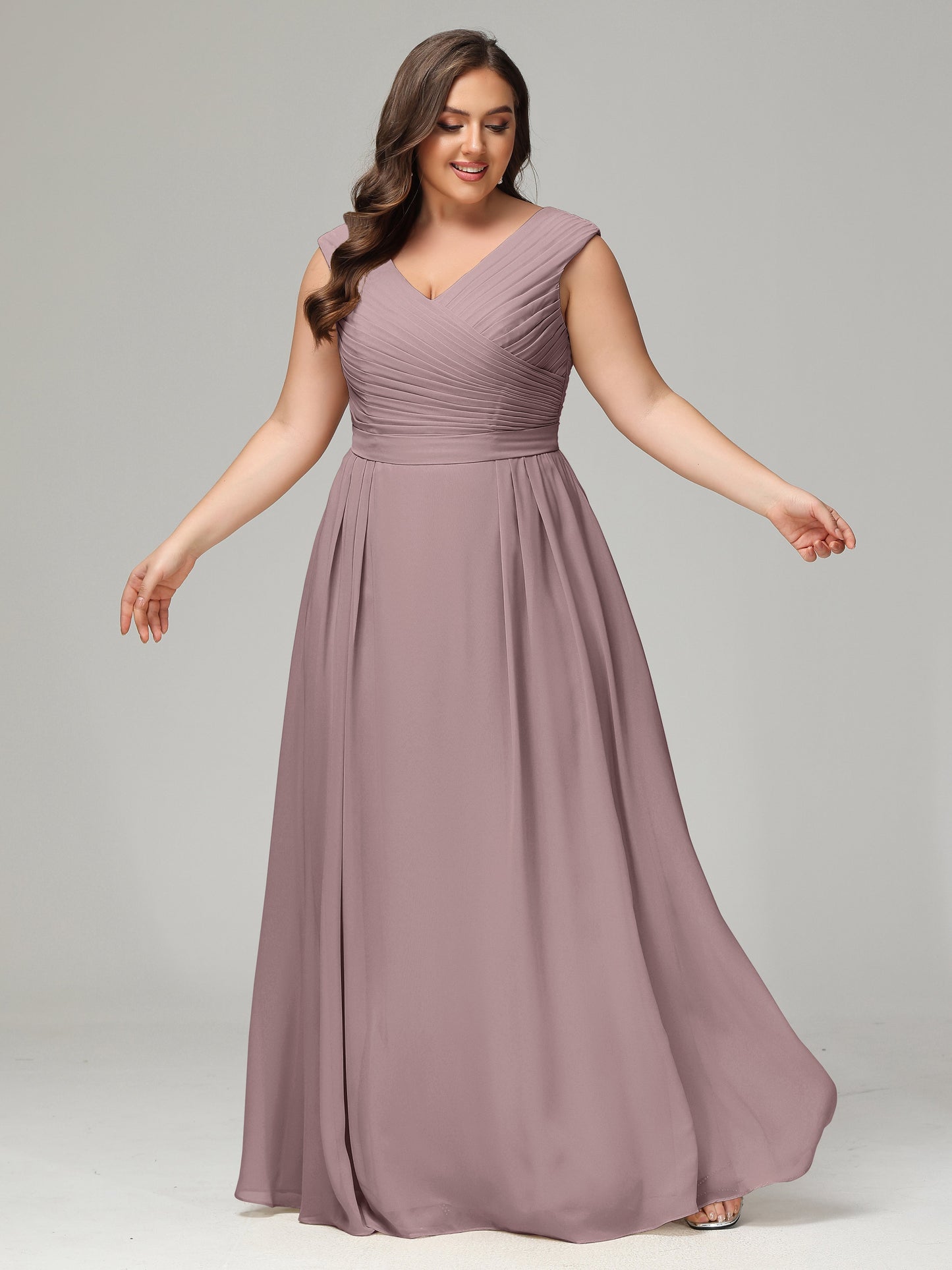 V-back Chiffon Bridesmaid Dress Plus Size