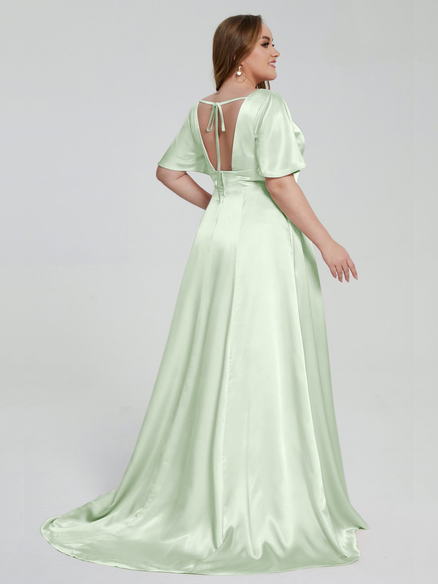 Vanessa Plus Size Soft Satin Bridesmaid Dresses with Sleeves