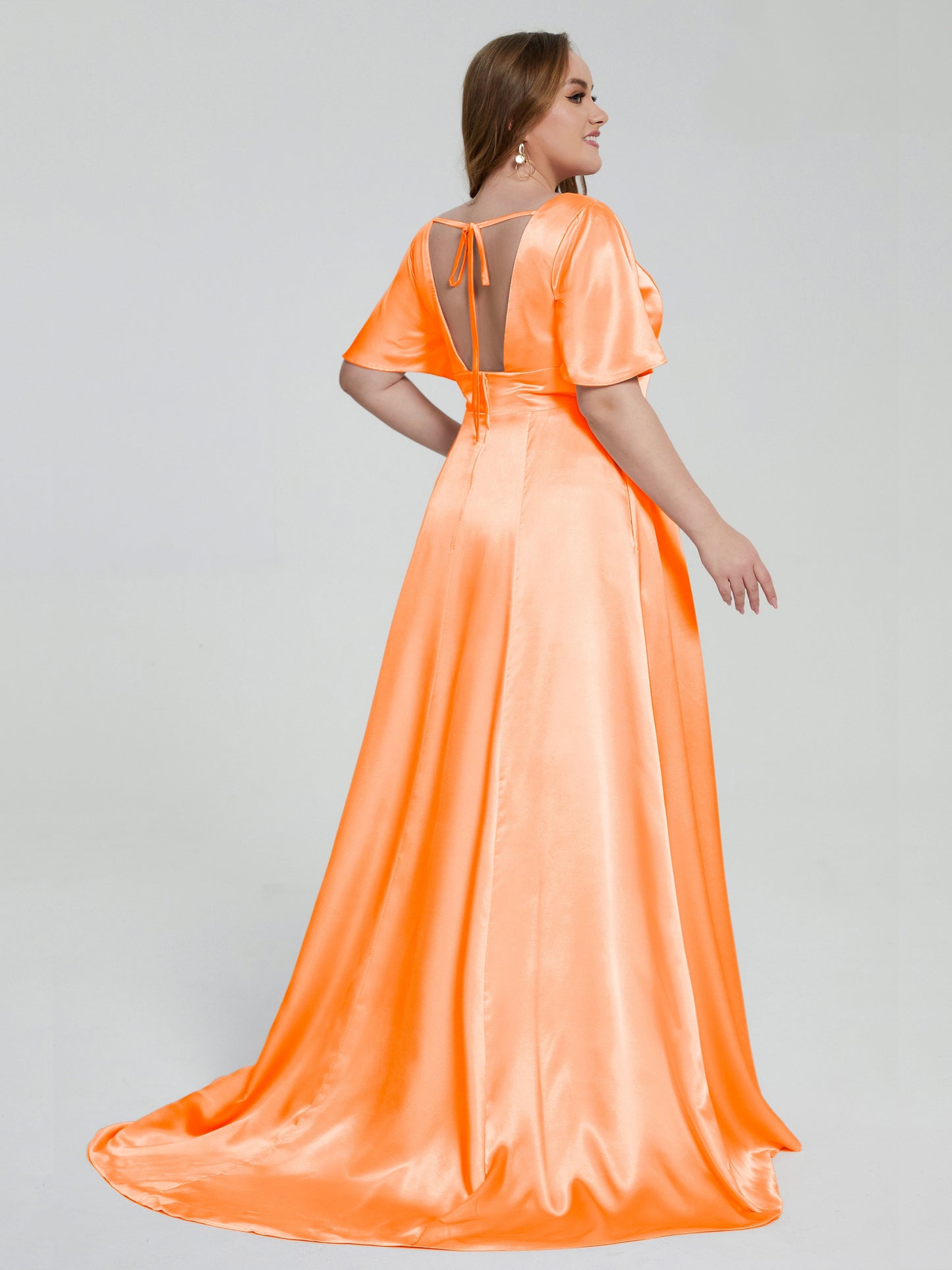 Vanessa Plus Size Soft Satin Bridesmaid Dresses with Sleeves