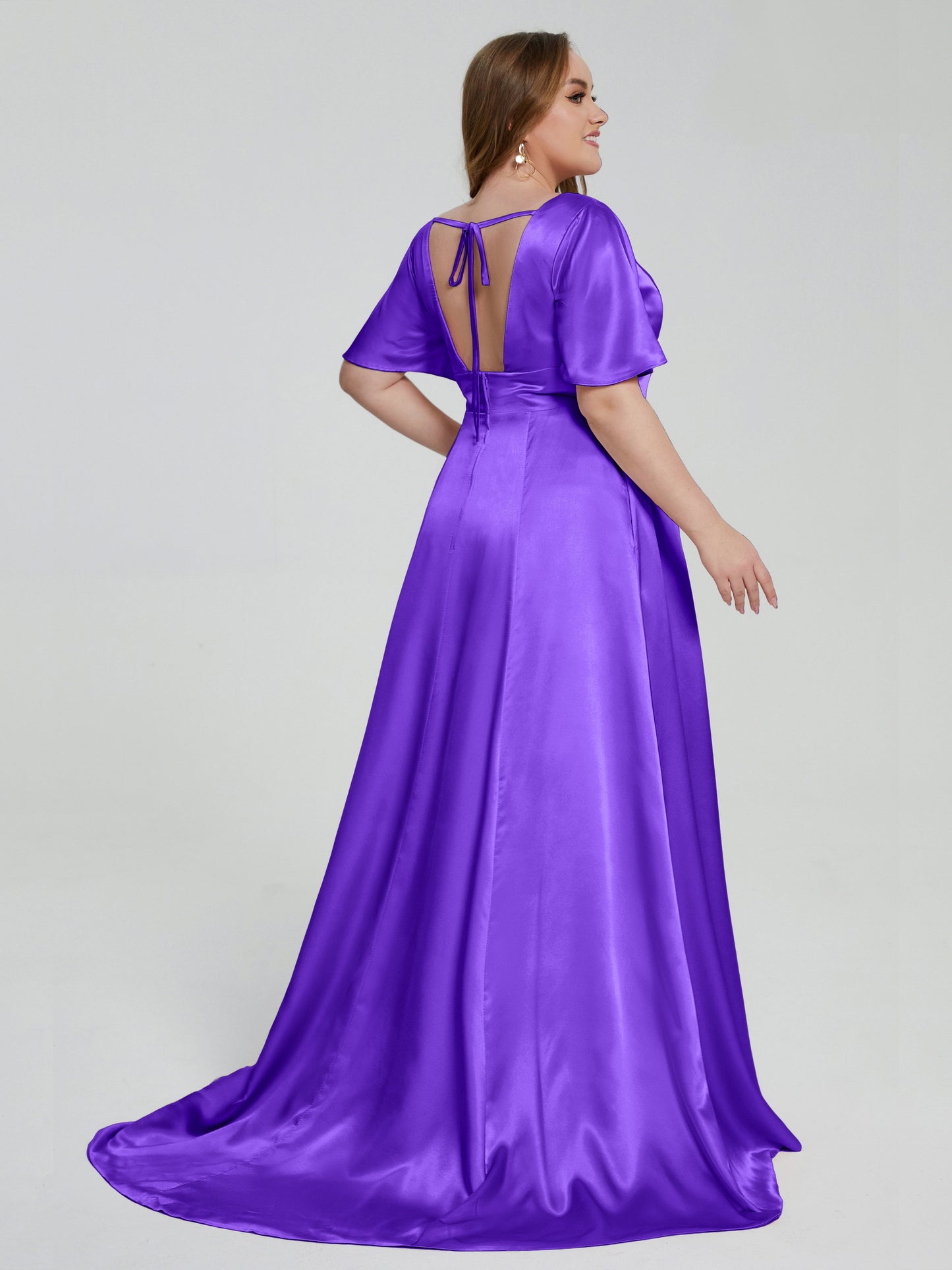 Vanessa Plus Size Soft Satin Bridesmaid Dresses with Sleeves