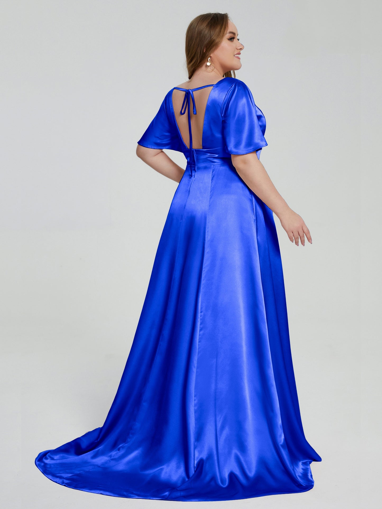 Vanessa Plus Size Soft Satin Bridesmaid Dresses with Sleeves