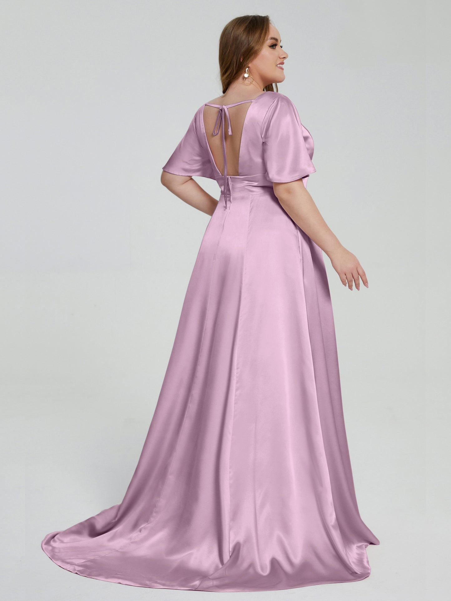 Vanessa Plus Size Soft Satin Bridesmaid Dresses with Sleeves